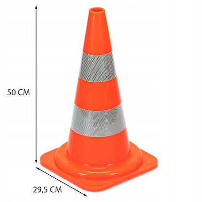 Cone de trafic, stâlp de avertizare reflectorizant, moale, PVC greu, 50 cm
