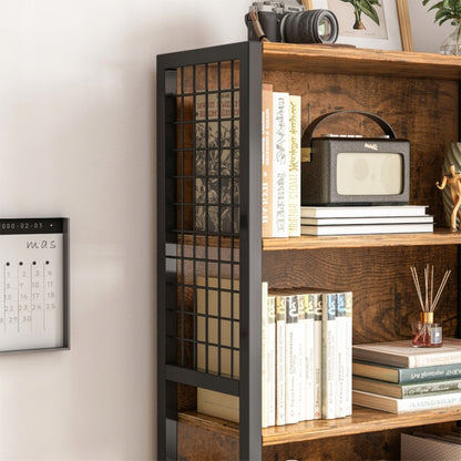 Dulap în stil industrial - 74x30x155 cm, 5 rafturi, MDF și metal, stil loft, design compact și robust