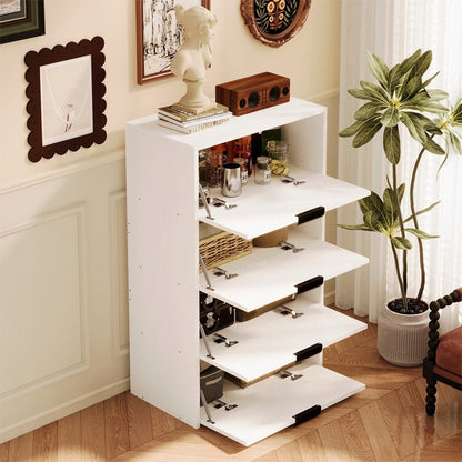 Bibliotecă modernă, în stil loft, cu 4 rafturi, înălțime mare, închisă și comodă pentru living