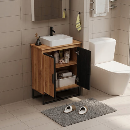 Unitate de baie cu uși loft, raft maro deschis și raft de 82 cm