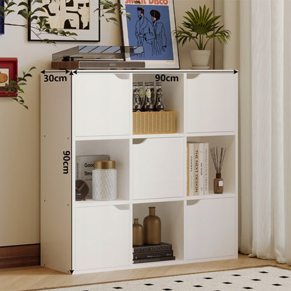 Comodă cu rafturi, 9 rafturi – Stil loft modern – albă