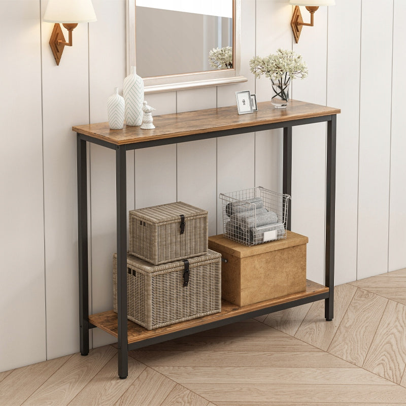 Raft cu etajeră – stil loft industrial, maro rustic, dulap 100 cm