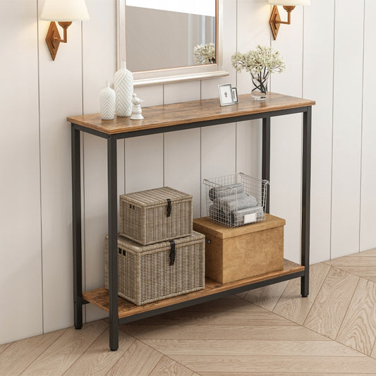 Raft cu etajeră – stil loft industrial, maro rustic, dulap 100 cm