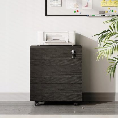 Container de birou pe roți cu sertare, dulap mobil cu încuietoare, negru