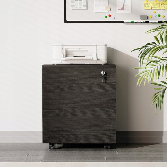 Container de birou pe roți cu sertare, dulap mobil cu încuietoare, negru