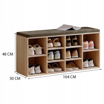Dulap pentru pantofi cu scaun, bancă modernă din stejar Sonoma, 104 cm