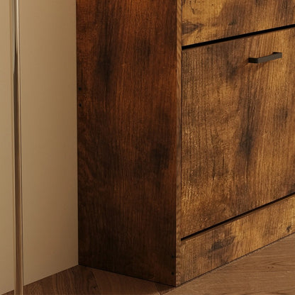 Dulap de pantofi rustic maro pentru hol, modern, rafturi cu balamale