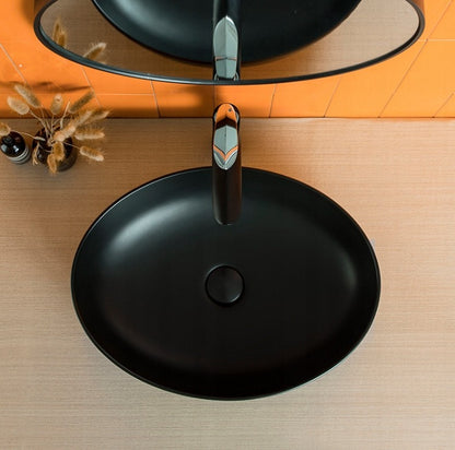 Lavoar de blat din ceramică, negru mat, 41x33 cm, oval