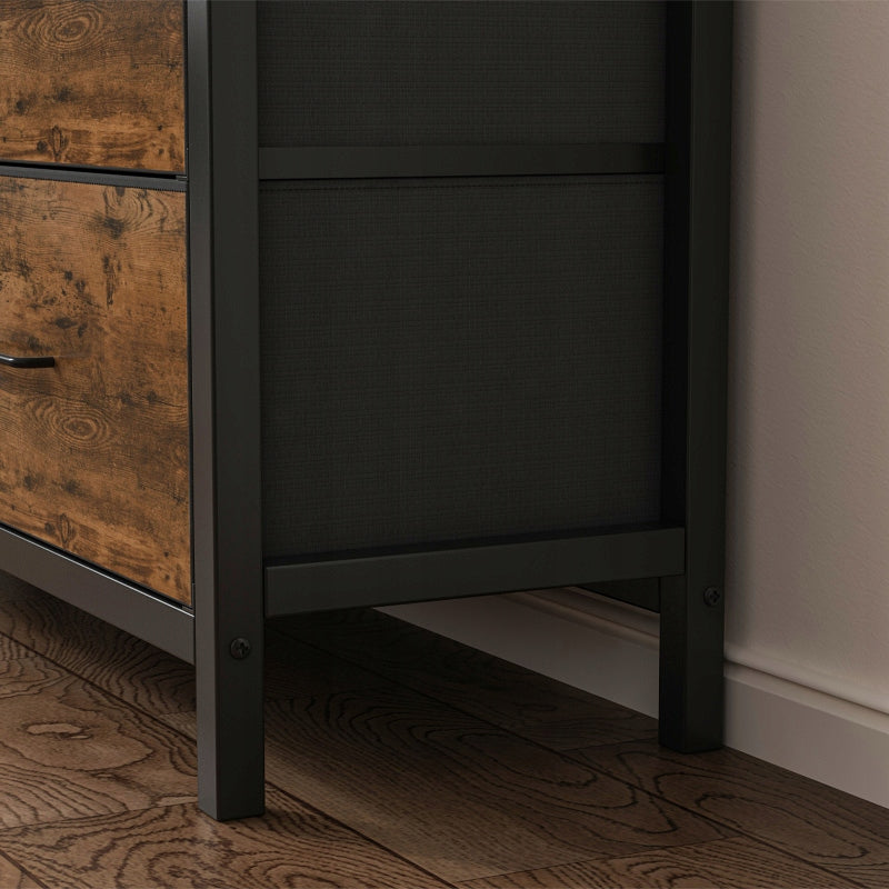 Comodă rustic maro cu 7 sertare - 98 × 85 × 28,5 cm, stil industrial loft