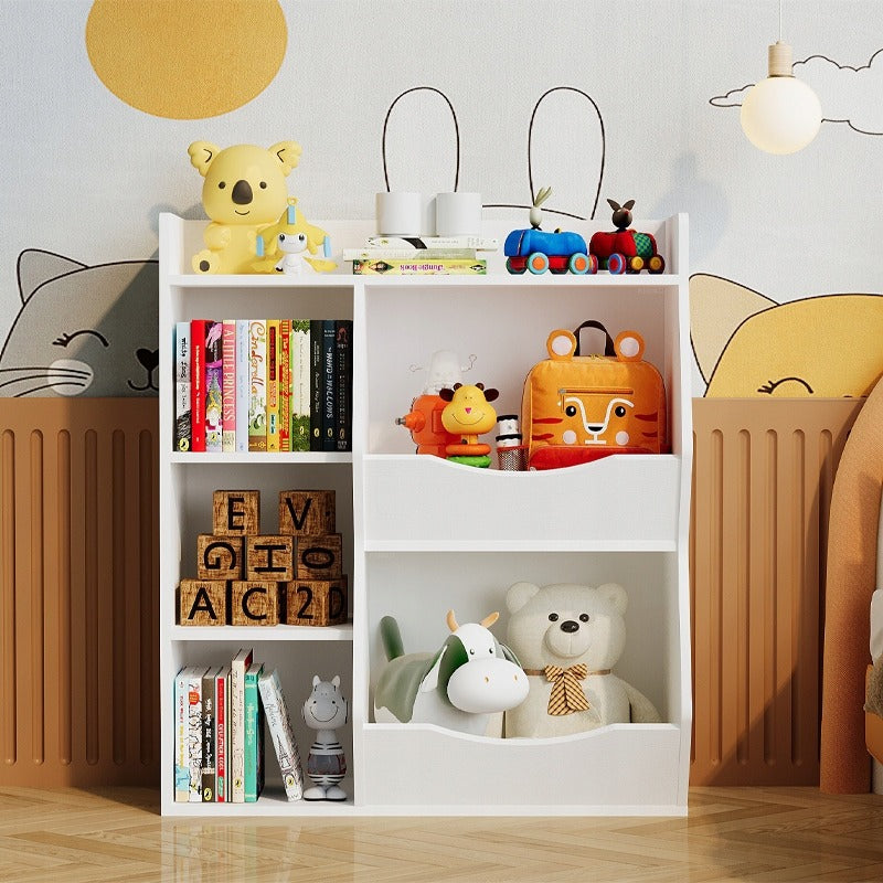 Raft, dulap, bibliotecă, dulap pentru jucării, cărți și ziare, 5 compartimente, stil loft