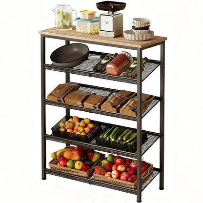 Raft industrial din lemn maro deschis, în stil retro, pentru bucătărie, 75 cm