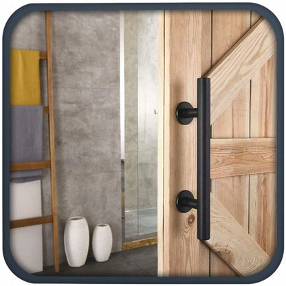 Mâner pentru uși glisante, negru mat, loft, solid, retro, premium