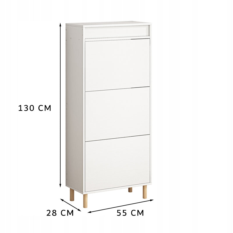 Dulap pentru încălțăminte alb cu oglindă șI spațiu de depozitare stil loft raft vertical pentru hol 55 cm
