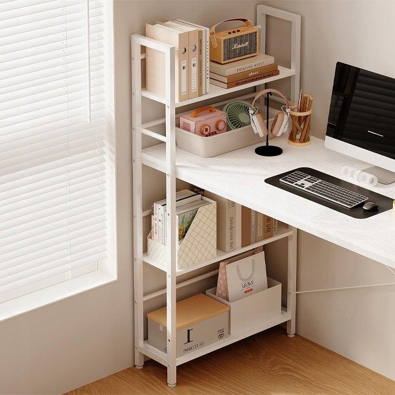 Birou pentru computer, masă loft, alb, stil tineresc, cu rafturi, 120 cm