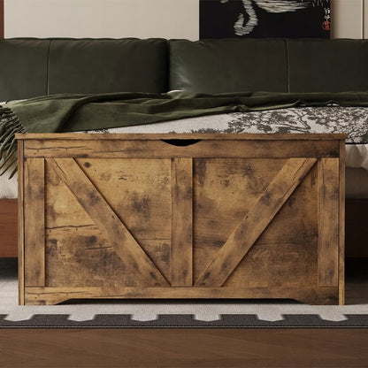 Ladă de depozitare din lemn, Organizator de depozitare, Bancă, Stil Loft Maro, 100 cm