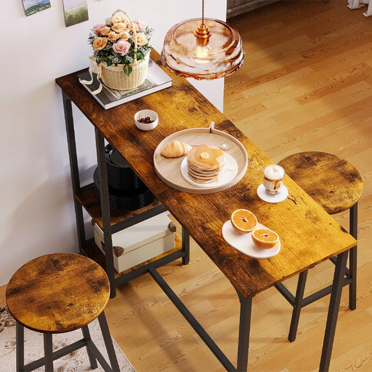 Set masă și scaun de bar, masă de sufragerie cu 2 scaune, stil rustic loft