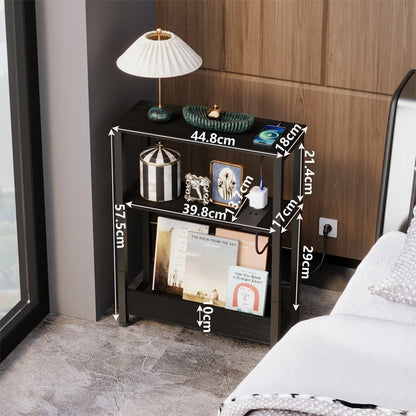 Noptieră Loft Neagră cu Prelungitor de 45 cm