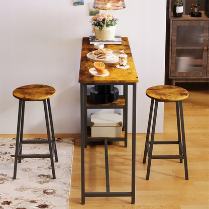 Set masă și scaun de bar, masă de sufragerie cu 2 scaune, stil rustic loft
