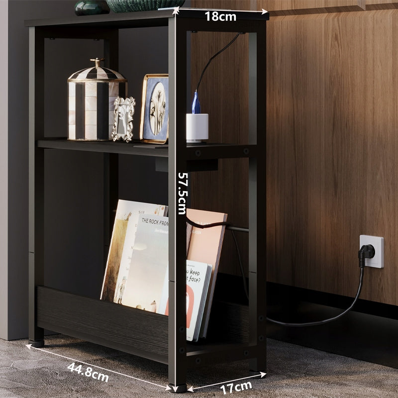 Noptieră Loft Neagră cu Prelungitor de 45 cm
