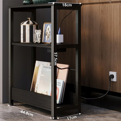 Noptieră Loft Neagră cu Prelungitor de 45 cm
