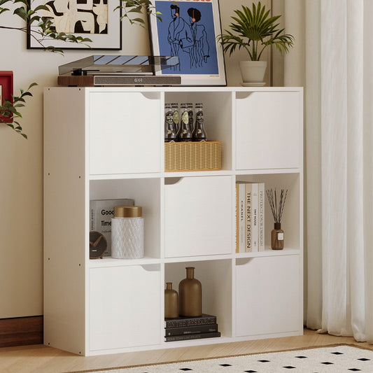 Comodă cu rafturi, 9 rafturi – Stil loft modern – albă