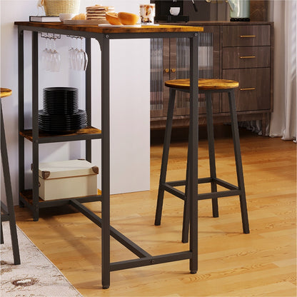 Set masă și scaun de bar, masă de sufragerie cu 2 scaune, stil rustic loft