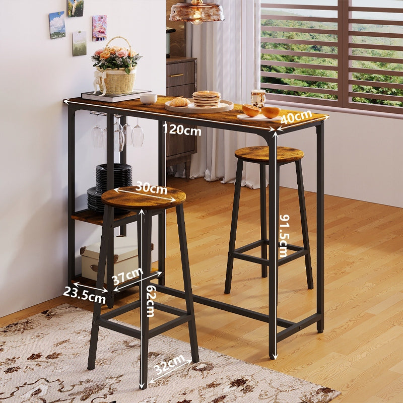 Set masă și scaun de bar, masă de sufragerie cu 2 scaune, stil rustic loft