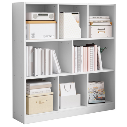 Bibliotecă deschisă albă cu 6 rafturi - 100x24x104 cm, stil modern scandinav