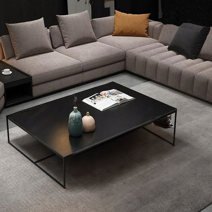 Masă de cafea modernă dreptunghiulară 120 cm negru industrial loft