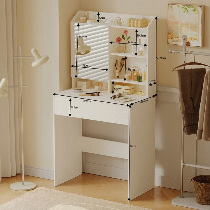 Masă de toaletă modernă cu oglindă rabatabilă, sertar tip loft, glamour