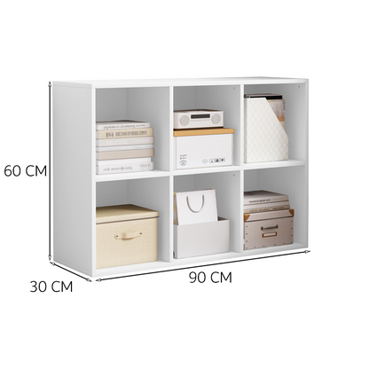 Alb KALAX 2x3 bibliotecă deschisă - raft modern de depozitare din MDF, 90x30x60 cm
